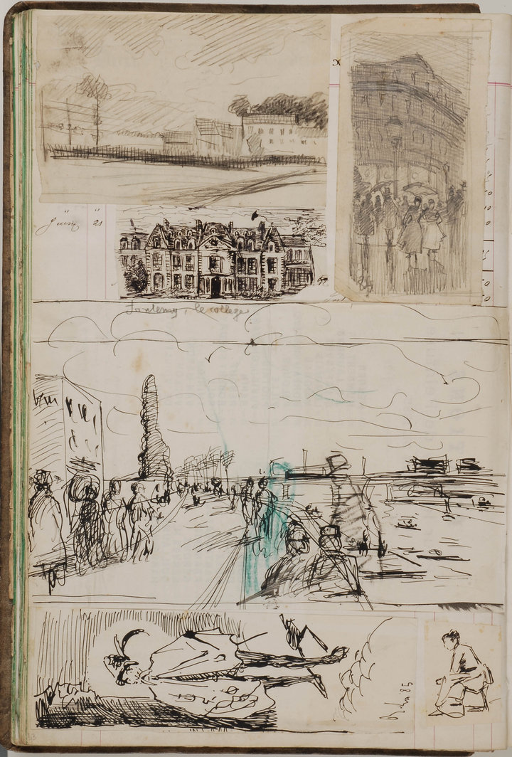 Page from Emile Bernard’s album L’enfance d’un peintre, with drawings in black ink from 1885–86, Kunsthalle Bremen – Der Kunstverein in Bremen