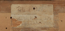 Label on the verso, at the upper left of the stretcher of Portrait of a Young Woman: ‘Mars 1880 // Tête d’étude // Ecole des Beaux Arts // Naples’