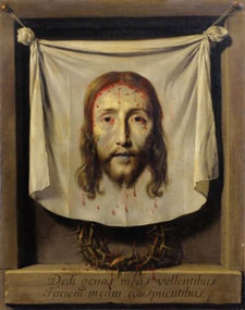 Philippe de Champaigne, La sainte face of Le voile de Sainte Véronique, date unknown. Oil on canvas, 70.2 × 56 cm. Private collection