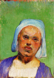 Paul Gauguin, Portrait of a Woman from Pont-Aven, probably Marie Louarn, 1888, oil on canvas, 33×23 cm, private collection