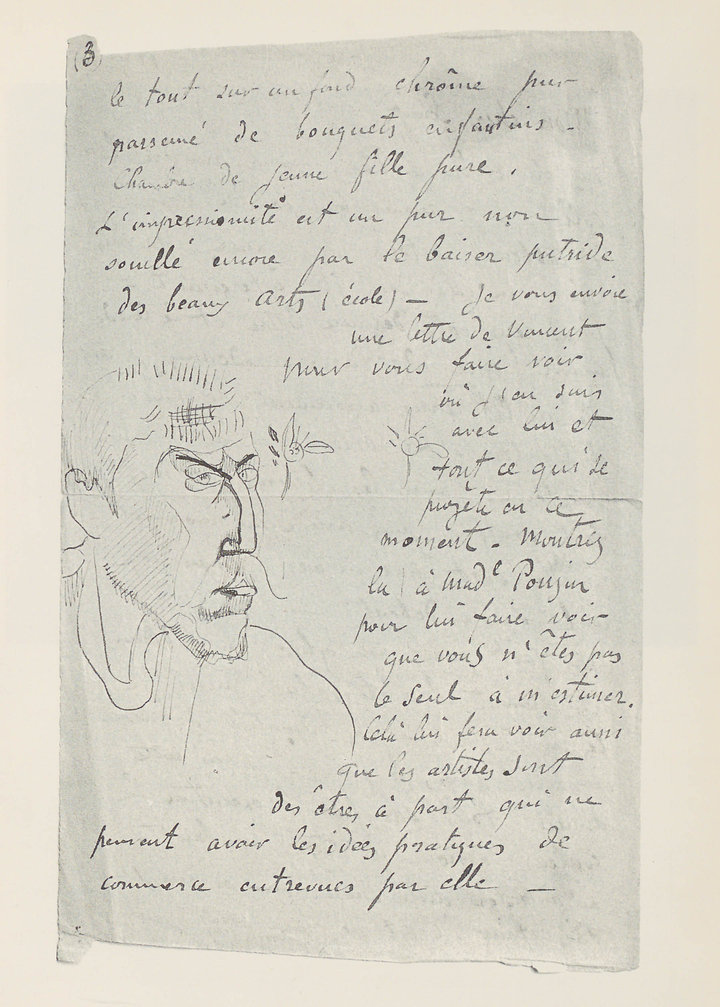 Paul Gauguin, Sketch of Self-Portrait with Portrait of Emile Bernard (Les misérables) in a letter to Emile Schuffenecker, 7 or 8 October 1888, whereabouts unknown