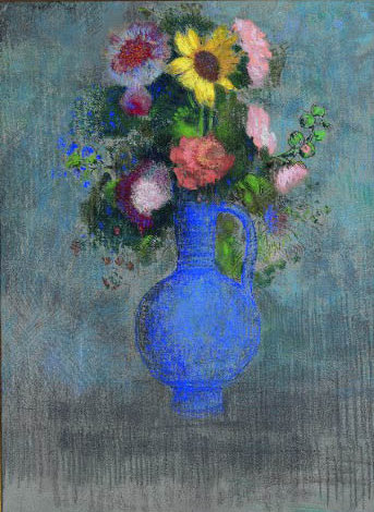 Odilon Redon, Fleurs, c. 1904. Pastel on grey-blue paper, 60 × 40 cm. Private collection, Courtesy of Arthur Kohn SAS, Paris