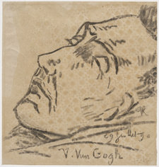 Paul van Ryssel (pseudonym for Paul Gachet), Portrait of Vincent van Gogh on his Deathbed, 1890,  charcoal on paper, 48 × 41 cm, Musée d’Orsay, Paris
