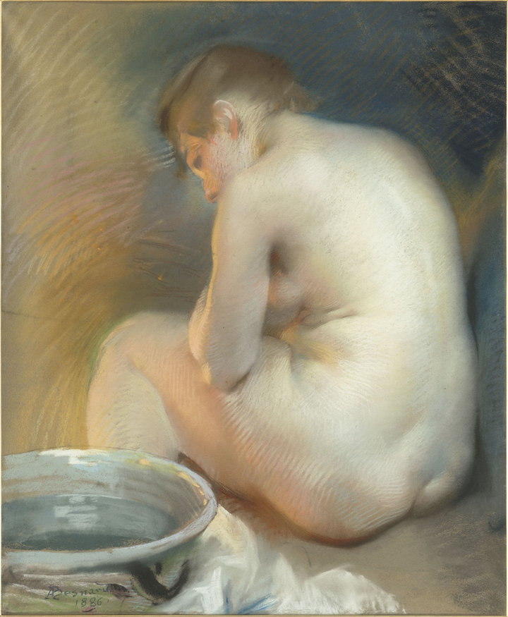 Albert Besnard, Woman Warming Herself (Femme nue se chauvant), 1886, pastel on paper, 90 x 72 cm, Musée d’Orsay, Paris (bequest of Antonin Personnaz, 1937)