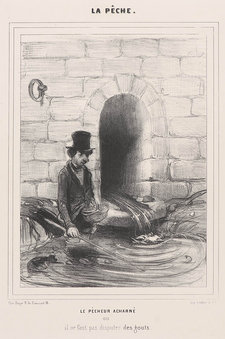 Honoré Daumier, ‘The Desperate Fisherman, or There is no Accounting for Taste’, reproduced in La Caricature 2, no. 31, August 1, 1840,  Davison Art Center, Wesleyan University Purchase funds, 1964. Photo: M. Johnston