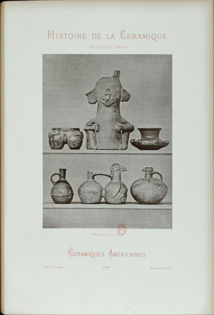 Photograph by Gustave Arosa, Céramiques Américaines, in August Demmin, Histoire de la céramique en planches phototypiques inaltérables, avec texte explicatif, 2 vols., pl. XIII, 1875, Bibliothèque Nationale de France, Paris