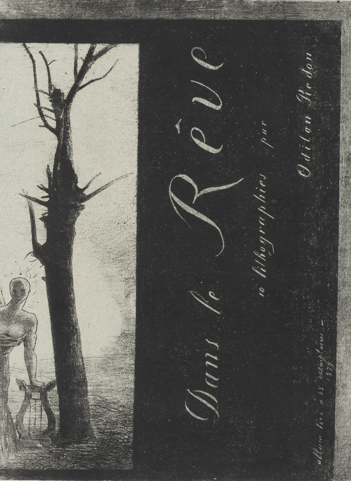 Odilon Redon, Frontispiece of the series Dans le rêve, 1879. Lithograph on China paper, 29.9 × 22.3 cm. Kunstmuseum, The Hague