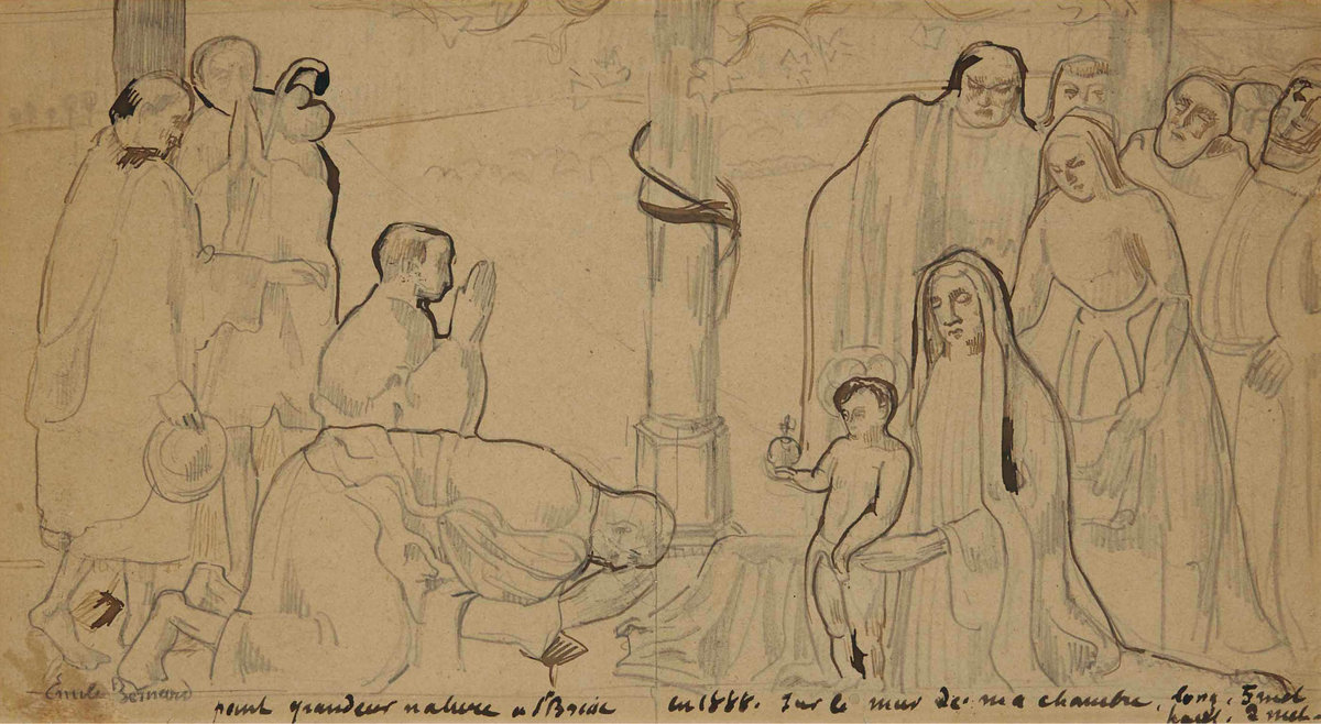 Emile Bernard, Adoration of the Shepherds, n.d. Pencil and pen and ink on paper, 22.1 × 40 cm, private collection. Photo: © 2017 Christie’s Images Limited