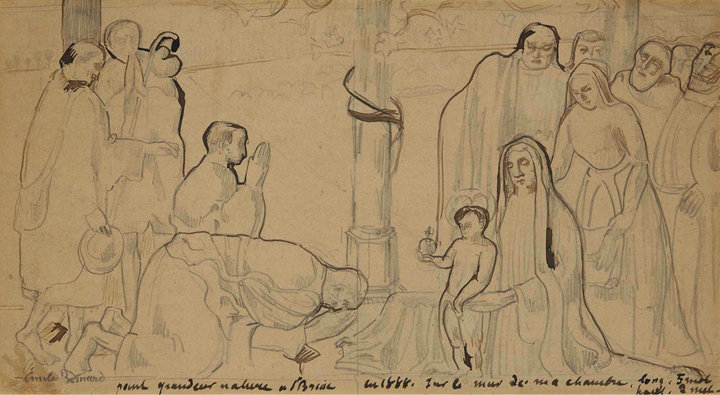 Emile Bernard, Adoration of the Shepherds, n.d. Pencil and pen and ink on paper, 22.1 × 40 cm, private collection. Photo: © 2017 Christie’s Images Limited