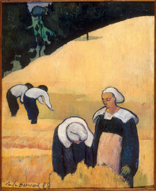 Emile Bernard, The Harvest, 1888, oil on canvas, 56.4 × 45.1 cm,Musée d’Orsay, Paris. Photo: (C) RMN-Grand Palais (musée d'Orsay) / Jean-Gilles Berizzi