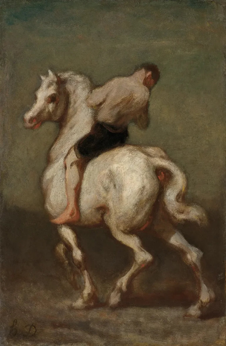 Honoré Daumier, A Man on a White Horse, c. 1860, oil on panel, 38 x 25 cm, present whereabouts unknown 