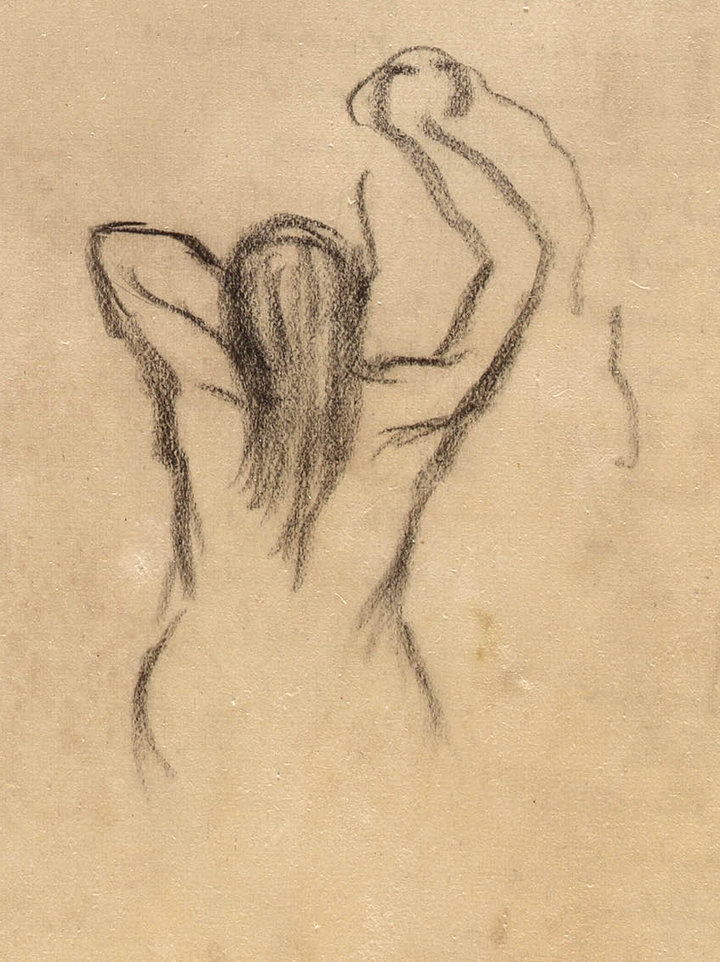 Paul Gauguin, Studies of Women at their Toilet (detail), 1888, black chalk on paper, 34.2 × 22.8 cm, Fonds des dessins et miniatures, Musée d’Orsay collection, Paris. Photo: (C) RMN-Grand Palais (musée d'Orsay) / Adrien Didierjean