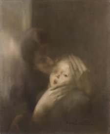 Eugène Carrière, Motherhood (Tenderness), c. 1890. Oil on canvas, 61 × 50.2 cm. Location unknown