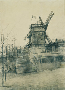 Vincent van Gogh,  Moulin de la Galette, 1887, black chalk, graphite pencil and irongall ink on paper, 54 × 39.7 cm, The Phillips Collection, Washington, DC