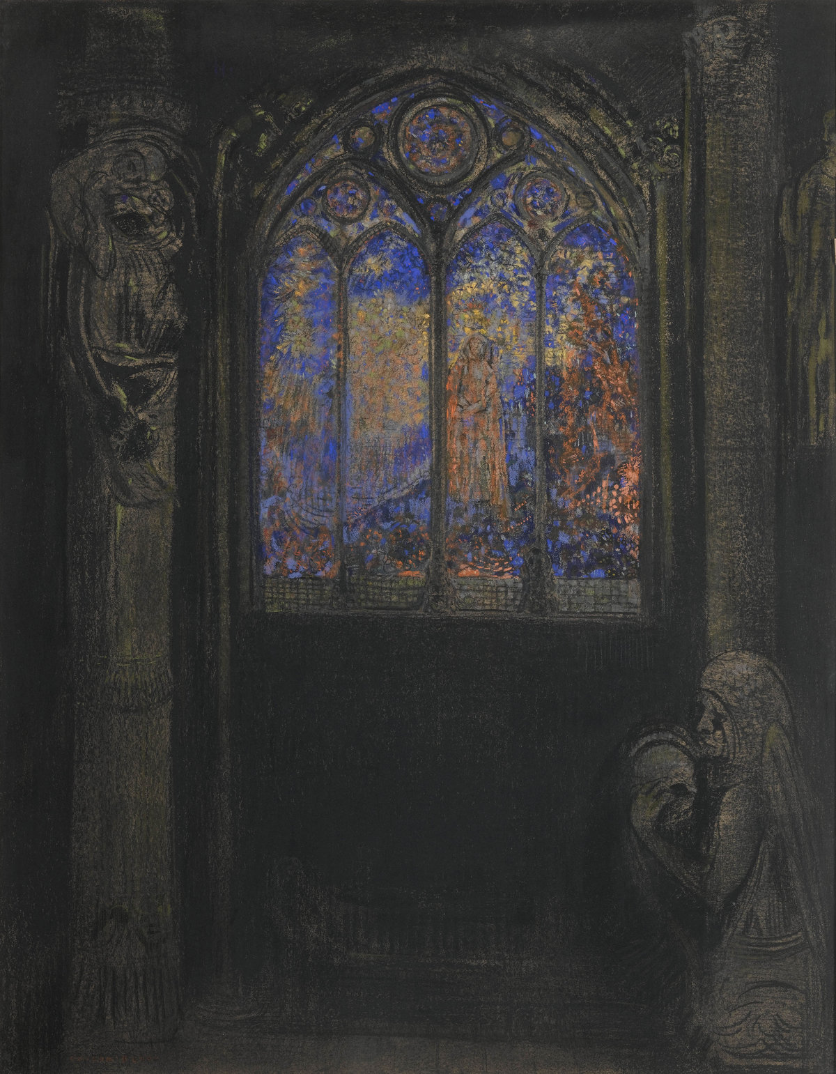 Odilon Redon, Temple. Stained-glass Window, 1904. Charcoal and pastel on cardboard, 87 × 68 cm. Musée d’Orsay, Paris
