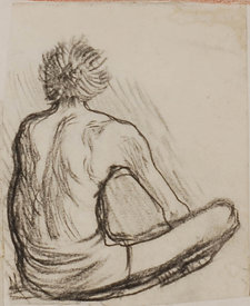 Emile Bernard, Study for Boy in the Grass, in the album L’enfance d’un peintre (p. 125), 1886, charcoal on paper, Kunsthalle Bremen – Der Kunstverein in Bremen