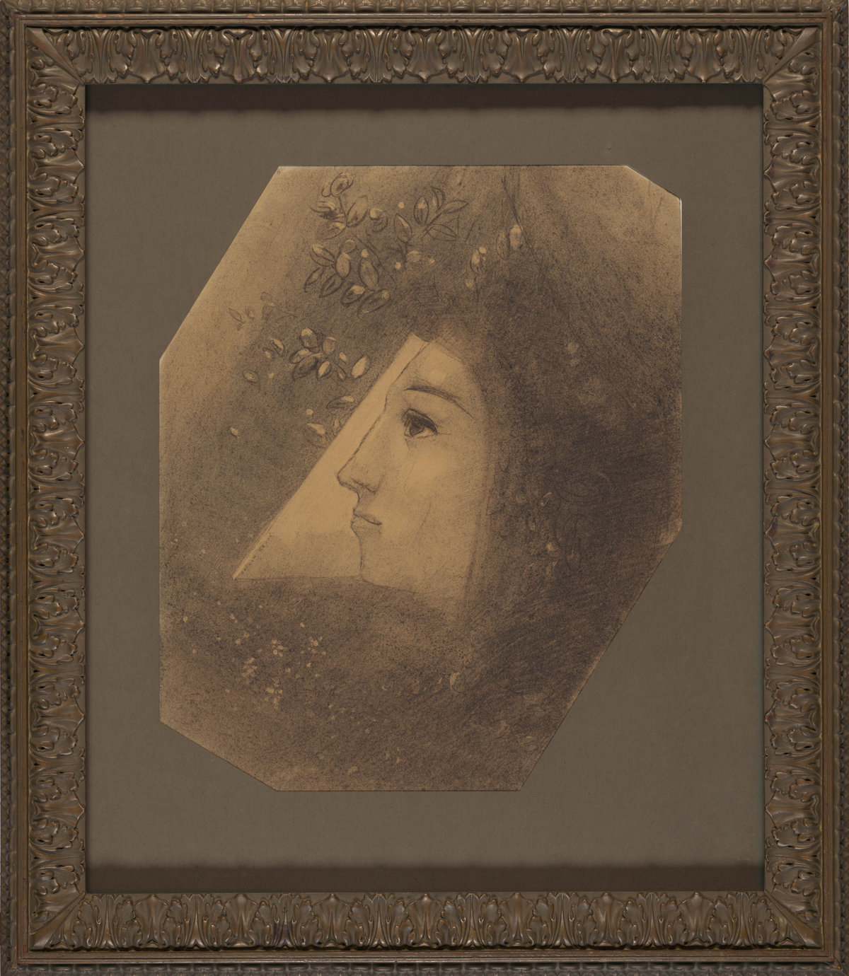 Odilon Redon, Concern for the Absolute, 1891, in a reconstructed matting and its original frame by Boyer. Van Gogh Museum, Amsterdam (State of the Netherlands)