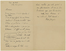 Paul Gauguin, letter to Jo van Gogh-Bonger, with a letter sketch of Wheatfield with Reaper and Sun by Vincent van Gogh, 14 April 1894, Van Gogh Museum (Vincent van Gogh Foundation