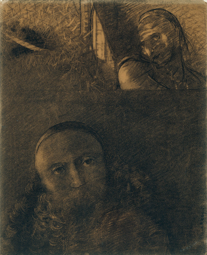 Odilon Redon, Faust and Mephistopheles, 1880. Charcoal and fixative application on paper, 40 × 32 cm. The Art Institute of Chicago. Gift of Dorothy Braude Edinburg to the Harry B. and Bessie K. Braude Memorial Collection