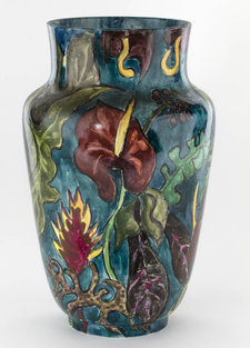 Maria Sergeevna Botkina, decorated ceramic vase, c. 1900. Glazed ceramics, 30 × 19 cm. Private collection