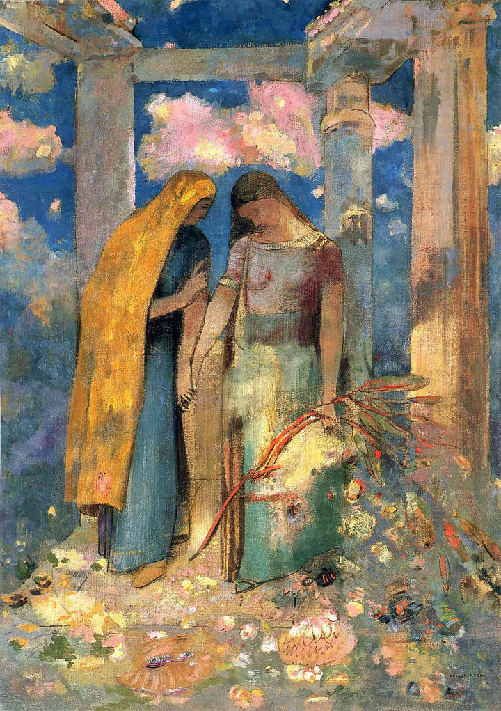 Odilon Redon, Mystical Conversation, c. 1896. Oil on canvas, 65 × 46 cm. The Museum of Fine Arts, Gifu