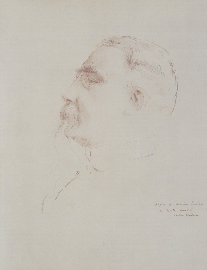 Odilon Redon, Portrait of Olivier Sainsère, 1905. Sanguine on paper, 44.9 × 35.8 cm. The Ian Woodner Family Collection, New York