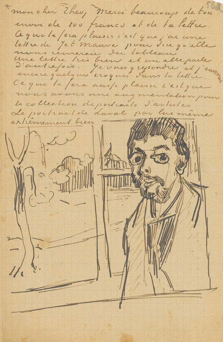 Vincent van Gogh, Letter to Theo van Gogh with a Sketch after Charles Laval, Self-Portrait, 11 or 12 November 1888, Van Gogh Museum, Amsterdam (Vincent van Gogh Foundation)