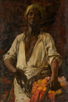Arnold Koning, Fruit Seller, 1886,  oil on canvas, 113 × 79 cm, Drents Museum, Assen Donated by the Stichting Schone kunsten rond 1900