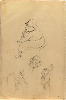 Paul Gauguin, Sketch of a Sitting Martinican Woman; Head Reworked; Two Martinican Women, 1887, black chalk on paper, 34.5 × 23 cm, Musée d’Orsay, Paris