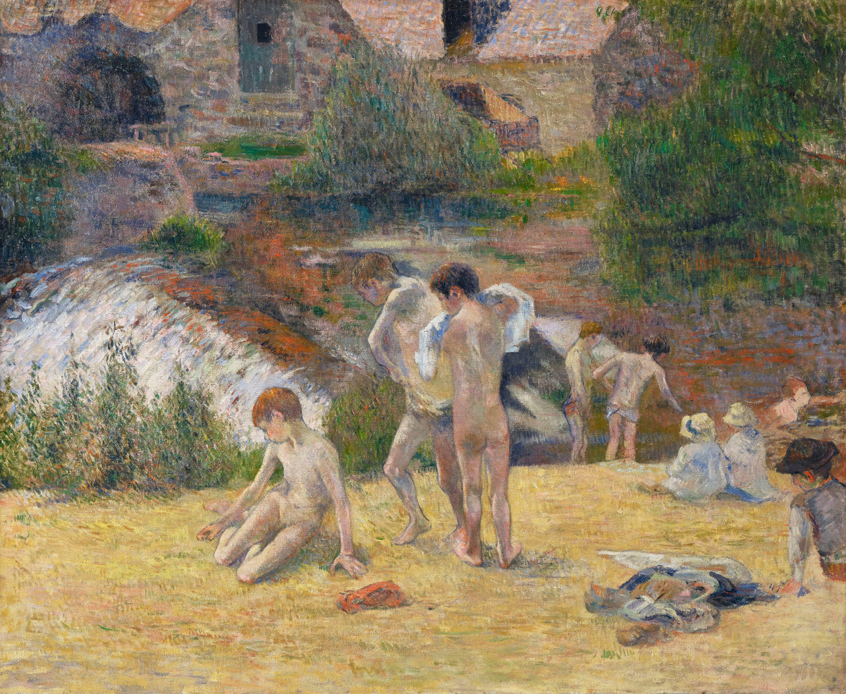 Paul Gauguin, Bathing Boys at the Watermill in the Bois d’Amour, 1886, oil on canvas, 60 × 73 cm, Hiroshima Museum of Arts