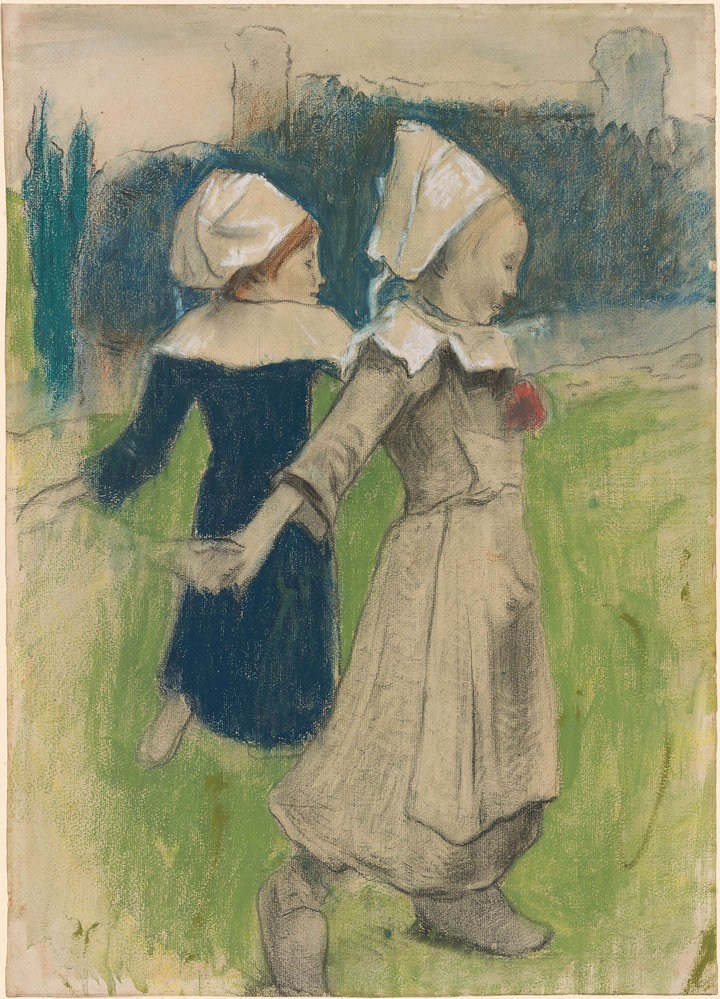 Paul Gauguin, Study for Breton Girls Dancing, Pont-Aven, 1888, pastel, chalk and transparent and opaque watercolour on paper, 58.4 × 41.9 cm, The Morgan Library, New York Thaw Collection