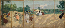 Edouard Vuillard, Jardins publics, 1894. Five of nine decorative panels, distemper (peinture à la colle) on canvas, together approx. 214 × 480 cm. Musée d’Orsay, Paris
