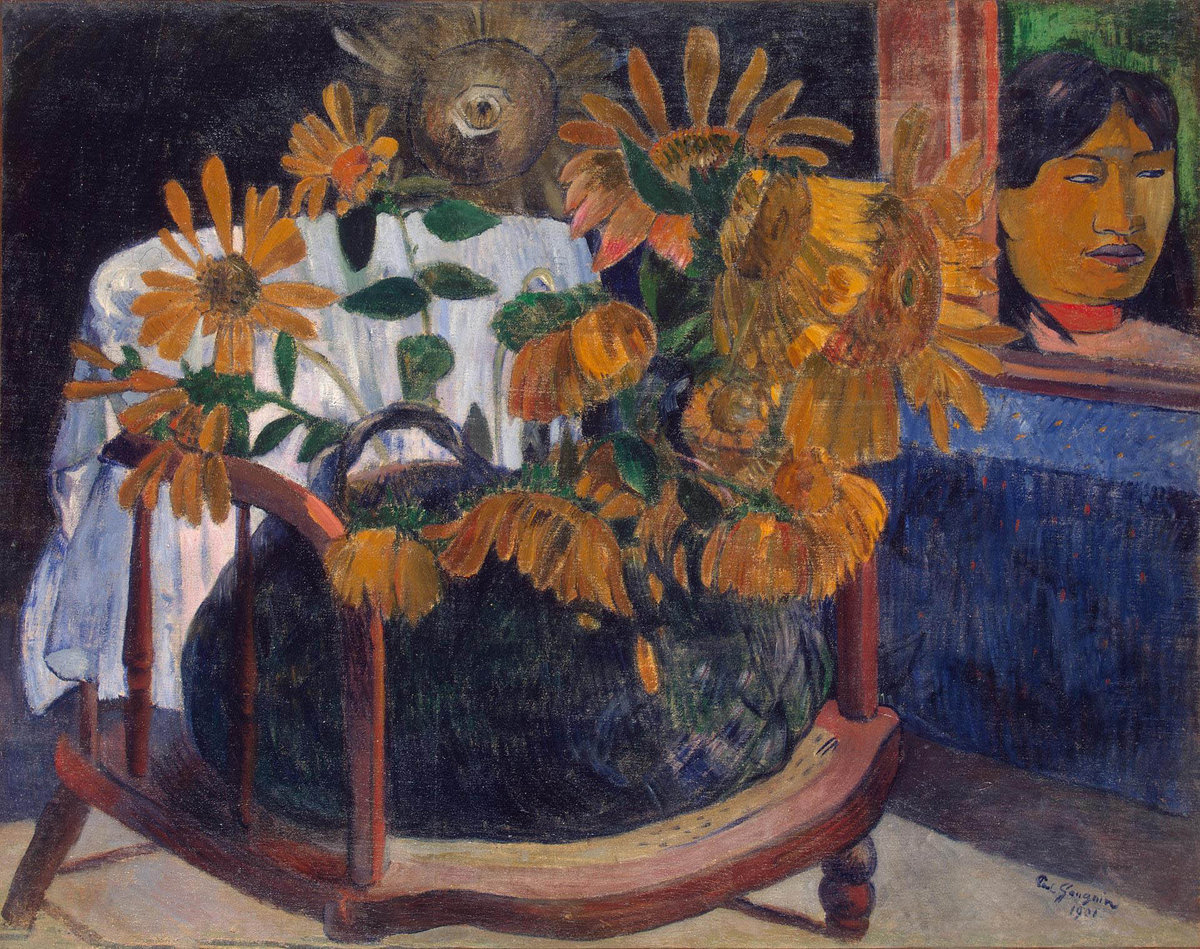 Paul Gauguin, Sunflowers in a Chair, 1901, oil on canvas, 73 × 92.3 cm, State Hermitage Museum, St Petersburg