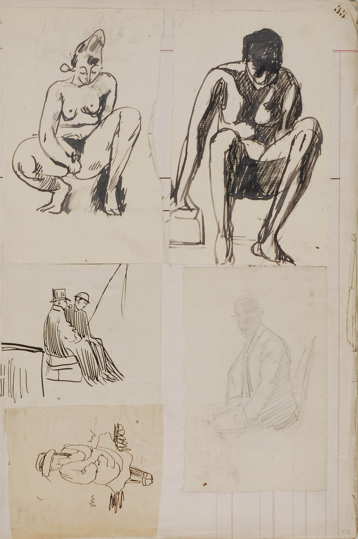  Emile Bernard, two sketches of a woman squatting, from the album A L’enfance d’un peintre (p. 102), Kunsthalle Bremen – Der Kunstverein in Bremen