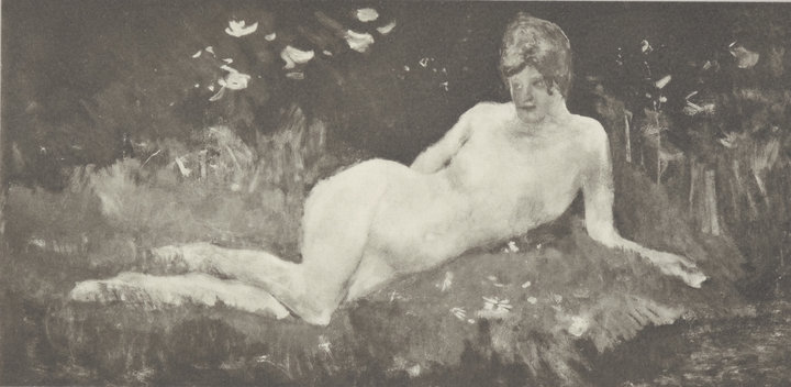George Hendrik Breitner, Nude Reclining in the Grass, 1880, oil on canvas, 101 x 200 cm, Present whereabouts unknown