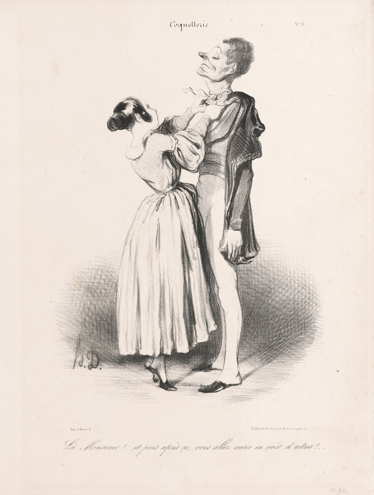 Honoré Daumier, There Sir! ... and then after this, you're going to run off to see the others! ... (from Affectation), 1839, lithograph, 25 × 18.5 cm, Artizon Museum, Ishibashi Foundation, Tokyo