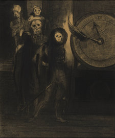 Odilon Redon, The Masque of the Red Death, 1883. Charcoal and black chalk on paper, 43.7 × 35.8 cm. Museum of Modern Art, New York, The John S. Newberry Collection
