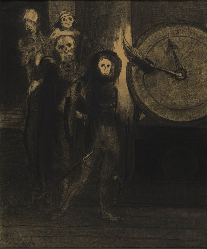 Odilon Redon, The Masque of the Red Death, 1883. Charcoal and black chalk on paper, 43.7 × 35.8 cm. Museum of Modern Art, New York, The John S. Newberry Collection