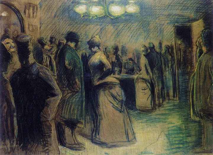 Emile Bernard, The Hour of the Flesh (L’Heure de la viande), 1886, pastel and gouache on paper, 125 × 170 cm, private collection