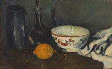 Paul Cézanne, Still Life in Blue with Lemon, c. 1877, oil on canvas, 18.4 × 29.8 cm, Cincinnati Art Museum. Photo: © Cincinnati Art Museum / Bequest of Mary E. Johnston / Bridgeman. Images