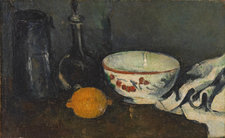 Paul Cézanne, Still Life in Blue with Lemon, c. 1877, oil on canvas, 18.4 × 29.8 cm, Cincinnati Art Museum. Photo: © Cincinnati Art Museum / Bequest of Mary E. Johnston / Bridgeman. Images