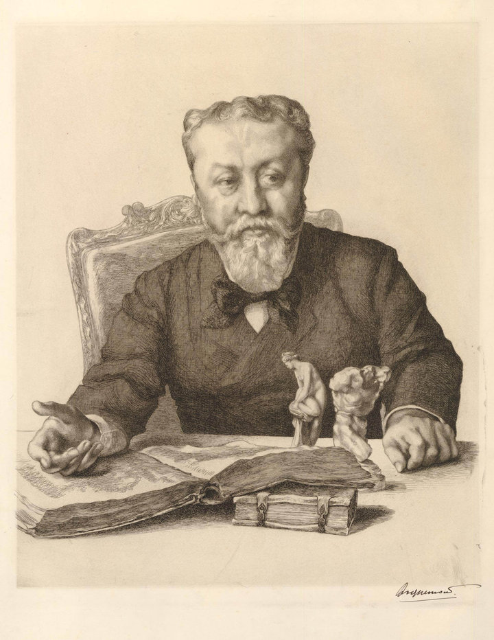 Portrait of lawyer and writer Alidor Delzant (1848–1905) by Félix Bracquemond, 1900. Etching and drypoint on laid paper, 40.6 × 33 cm. British Museum, London (donated by Campbell Dodgson)