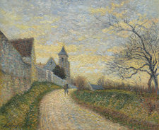 Léo Gausson, Landscape near Lagny, the Church of Conches, 1887, oil on canvas, 37.5 × 46 cm, private collection