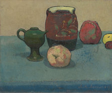 Emile Bernard, Stoneware Jar and Apples, 1887, oil on canvas, 46.2 × 55.2 cm, Musée d’Orsay, Paris. Photo: RMN-Grand Palais (musée d'Orsay) / Hervé Lewandowski