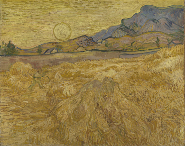 Wheat Field with Reaper and Sun