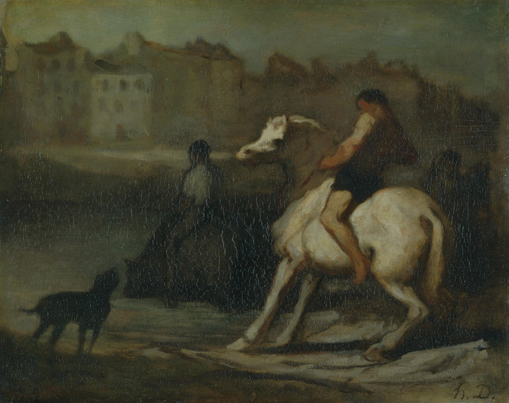 Honoré Daumier, Bank of the Seine, c. 1855–60, oil on panel, 44.7 x 55.7 cm, Museum Wales, Cardiff 