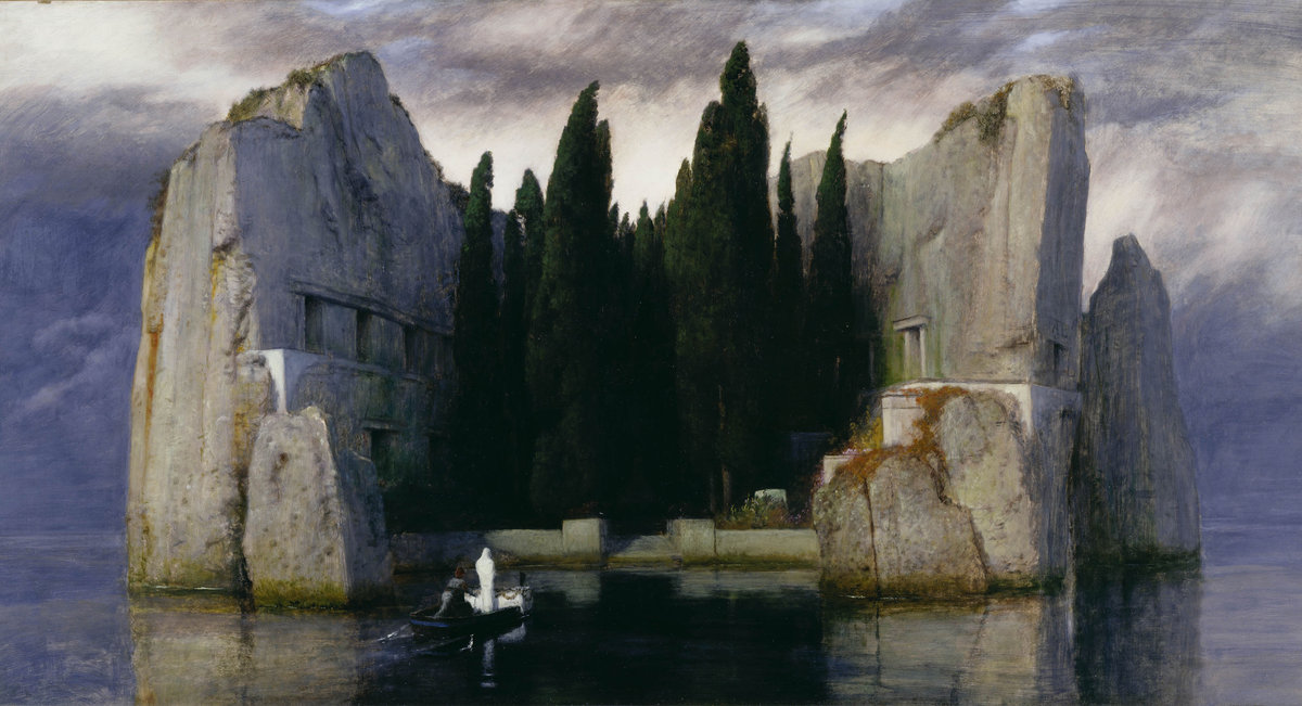 Arnold Böcklin, Isle of the Dead, 1883. Oil on panel, 80 × 150 cm. Alte Nationalgalerie, Berlin