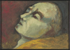 Paul van Ryssel (pseudonym for Paul Gachet), Portrait of Vincent van Gogh on his Deathbed, 1890, oil paint over etching on paper on cardboard, 12.5 × 17.2 cm, Van Gogh Museum (Vincent van Gogh Foundation)  