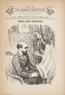 Cover of Les Hommes d’aujourd’hui, no. 386, 1890, with a portrait of Odilon Redon by Emile Schuffenecker. Private collection