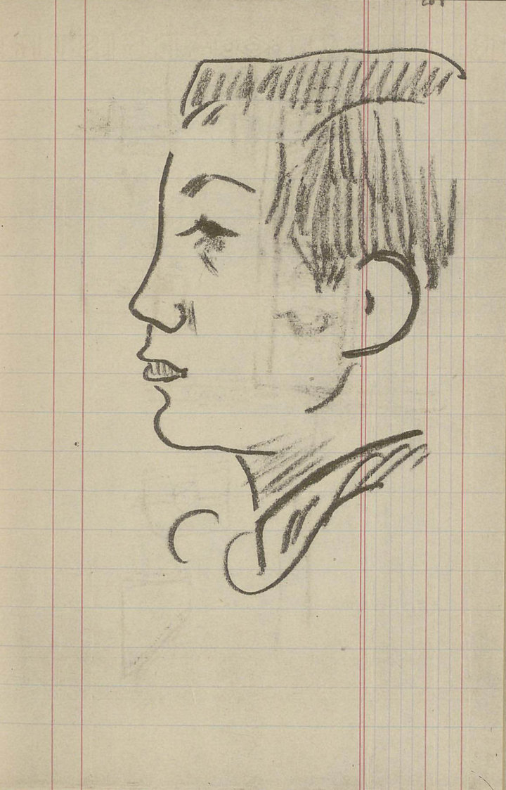Paul Gauguin,  Sketches of Camille Roulin, 1888, in the ‘Carnet Huyghe’, published in and reproduced from René Huyghe’s facsimile 'Le Carnet de Paul Gauguin', 1952